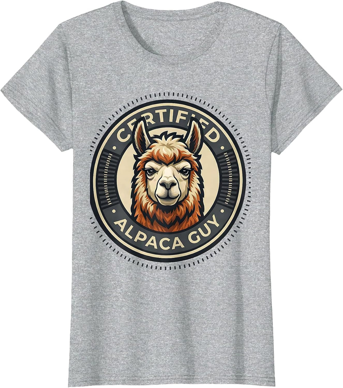 Women's Certified Alpaca Guy Funny Alpaca Lover Mascot Logo T-Shirt - Heather Grey