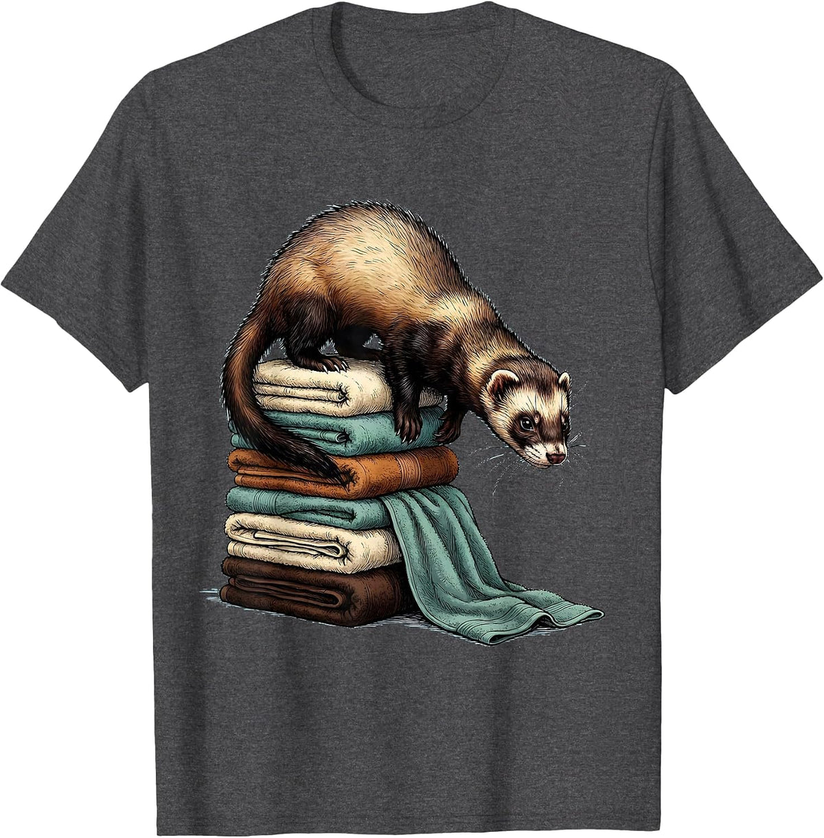 Men's Masked Ferret Breaking Towels Funny Ferret Lover Humor T-Shirt - Dark Heather Grey
