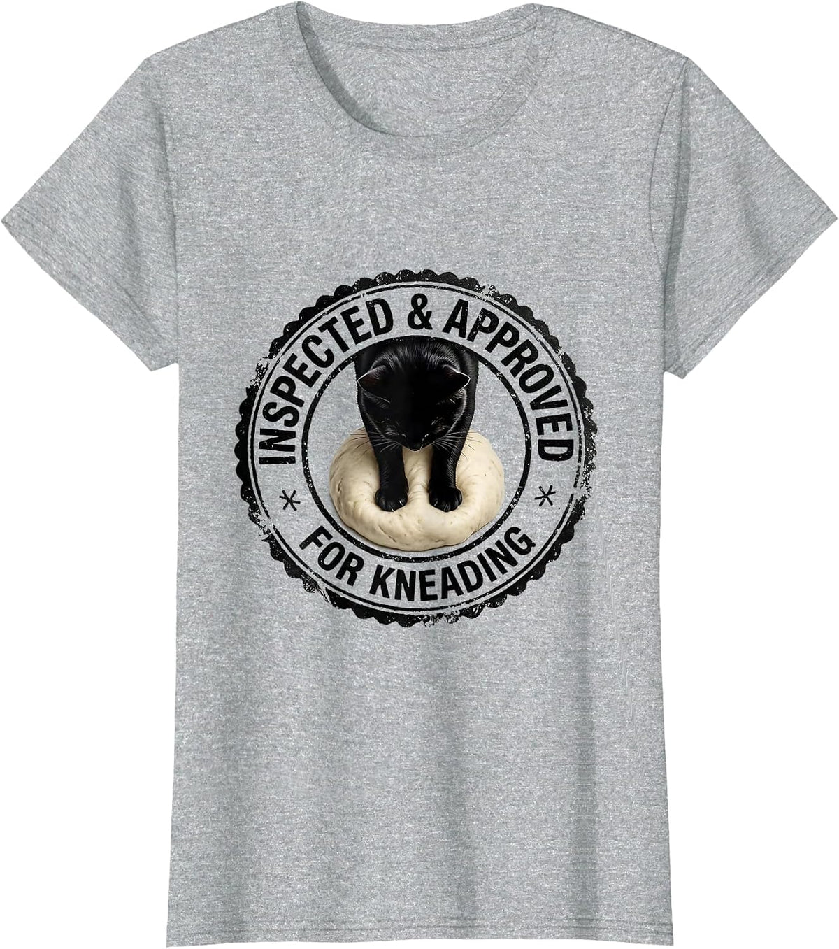 Women's Inspected & Approved For Kneading Funny Cat Lover Humor T-Shirt - Heather Grey