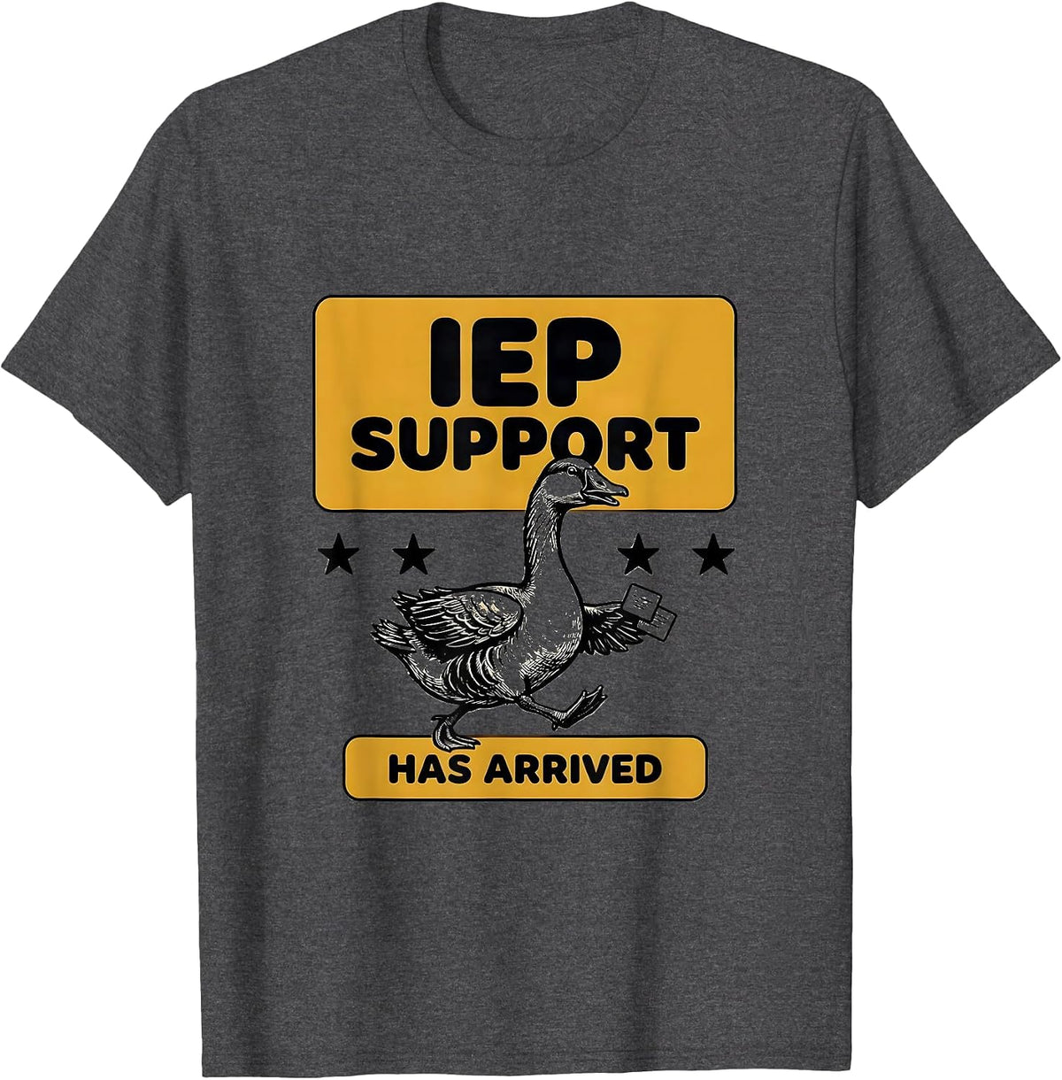 Men's IEP Support Has Arrived Funny Special Education Teacher Sped T-Shirt - Dark Heather Grey