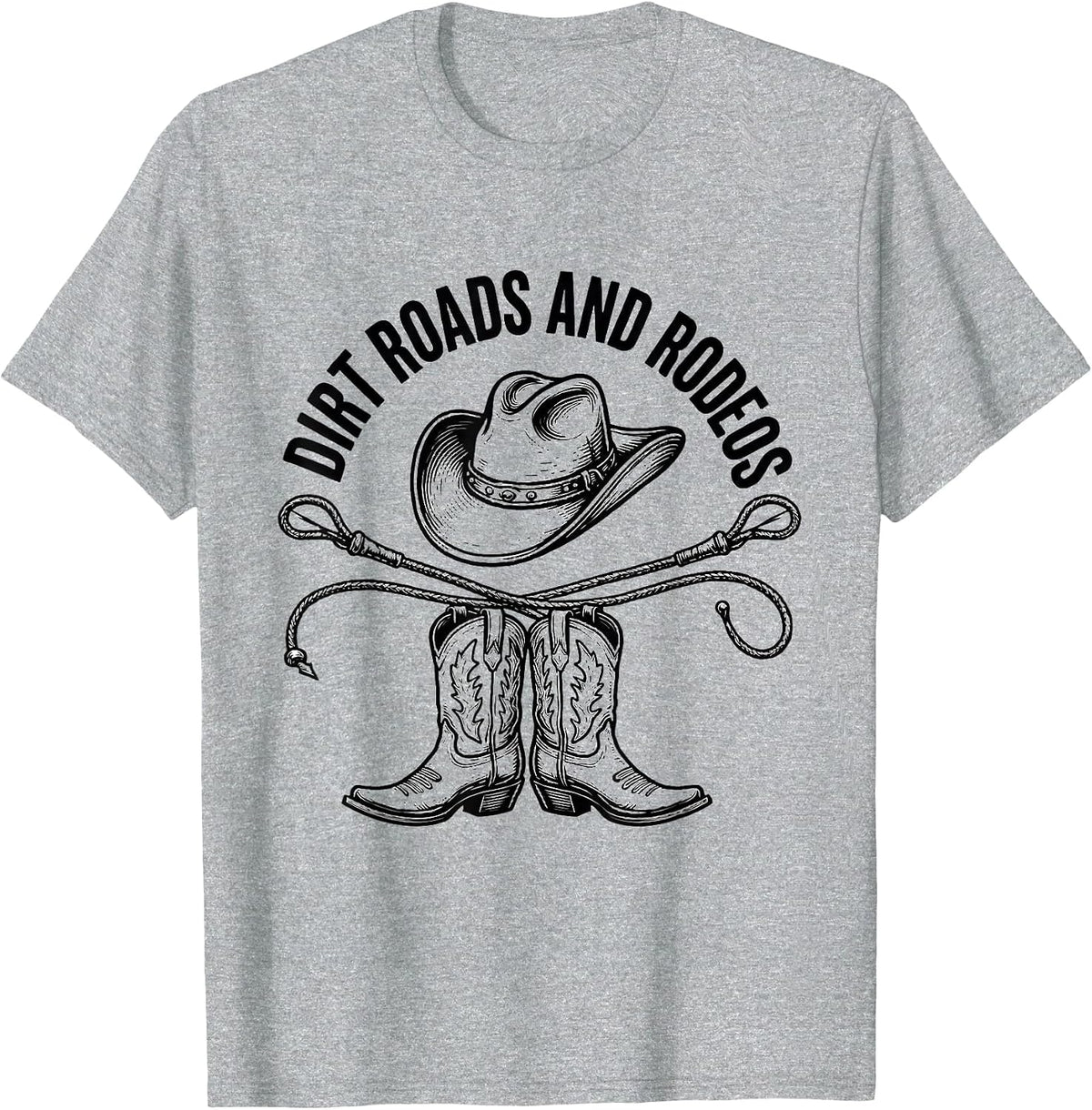 Men's Dirt Roads and Rodeos Cowgirl Design T-Shirt - Heather Grey