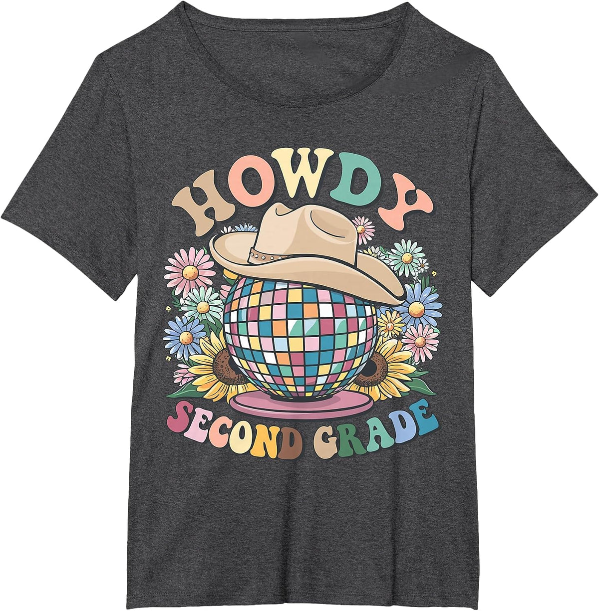 Howdy Second Grade Cowgirl Western 2nd Grade Back to School T-Shirt - Dark Heather Grey