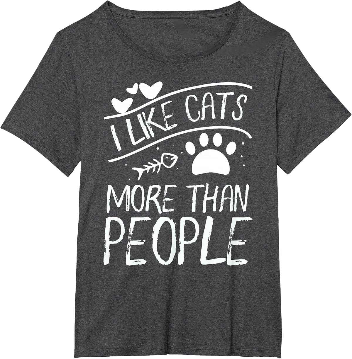 Cat Lover Tee | I Like Cats More Than People T-Shirt T-Shirt - Dark Heather Grey