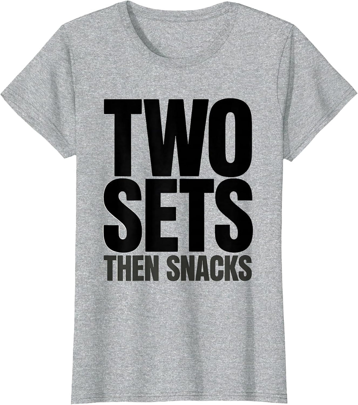 Women's Two Sets Then Snacks Funny Guinea Pig Weightlifting Gym Meme T-Shirt - Heather Grey