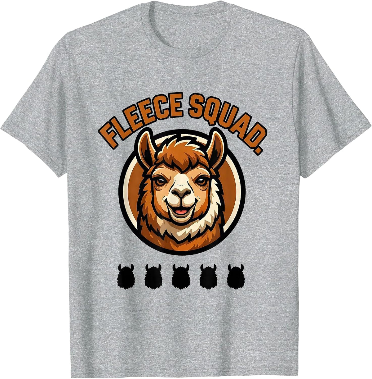 Men's Fleece Squad Bold Alpaca Mascot Funny Novelty Gift T-Shirt - Heather Grey