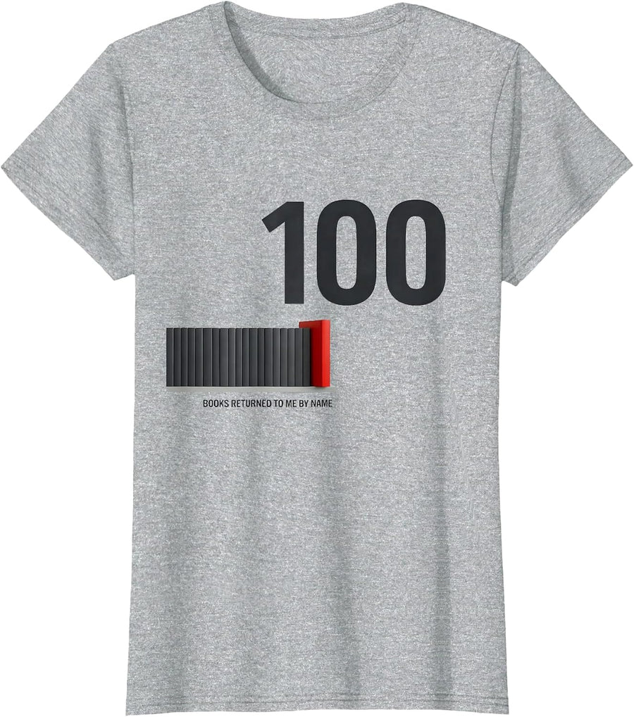 100 Books Returned To Me By Name Minimalist 100th Day T-Shirt - Heather Grey
