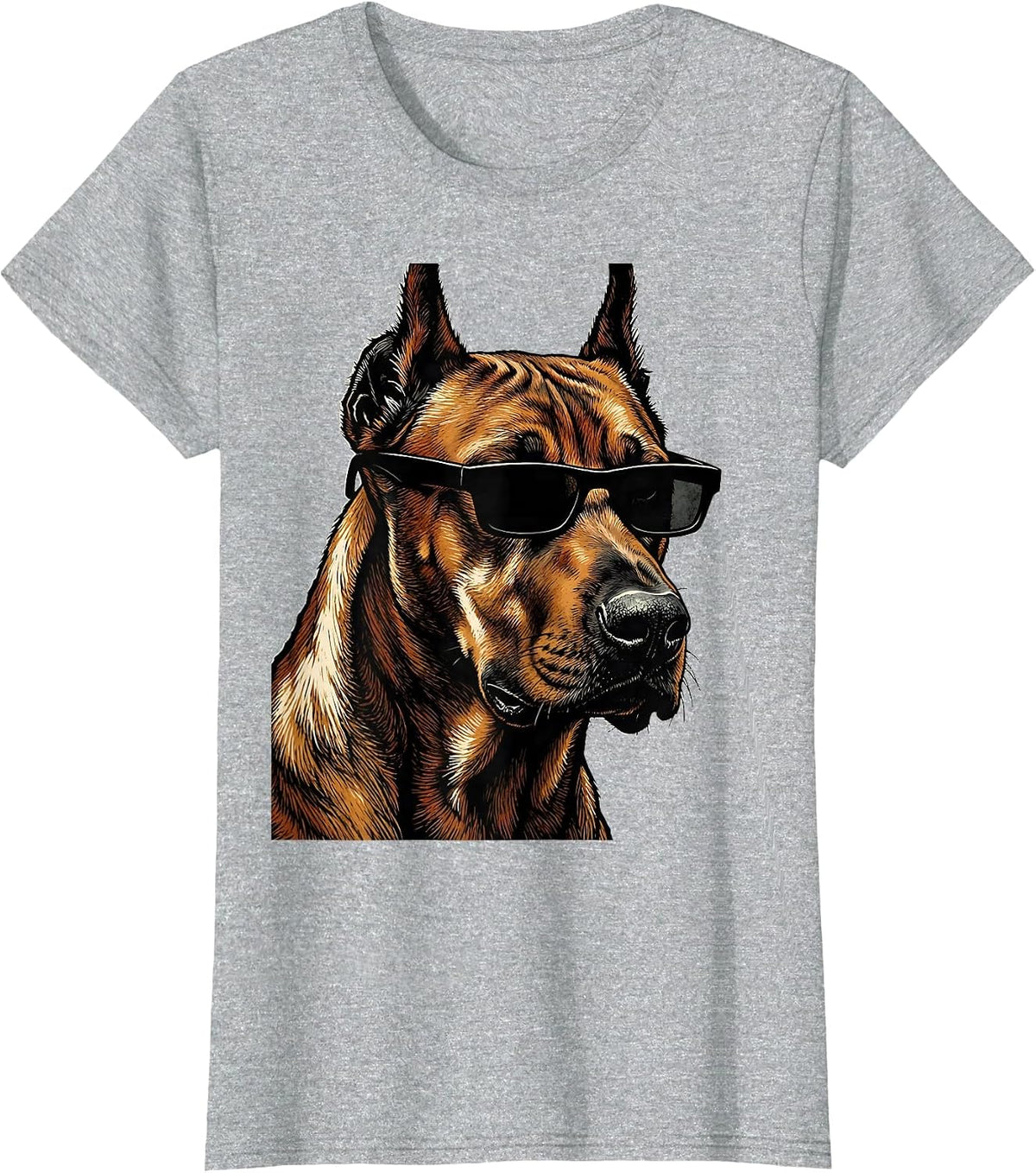 Rhodesian Ridgeback Sunglasses Linocut Dog Lover Humor T-Shirt - Heather Grey