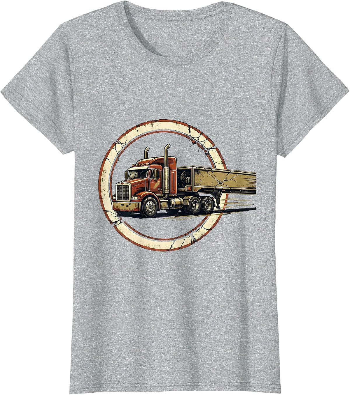 Dirty Semi Trucker Badge Distressed Truck Driver Gift T-Shirt - Heather Grey