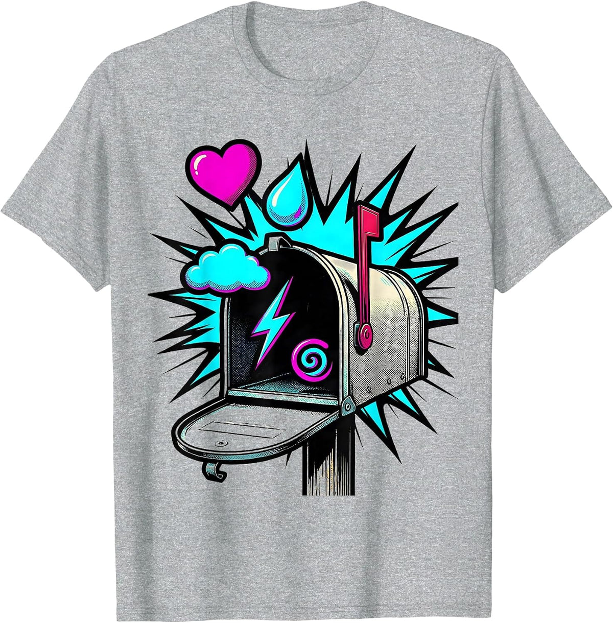 Men's Oversized Mailbox Pop Art Mental Health Awareness Counselor T-Shirt - Heather Grey