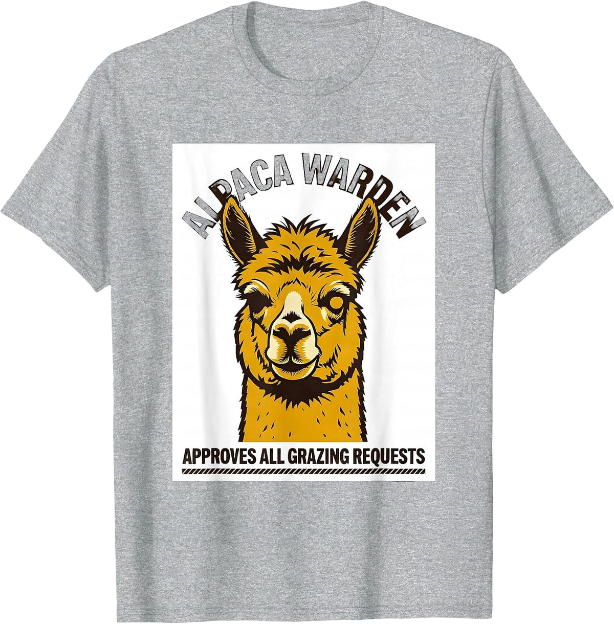Men's Alpaca Warden — Approves All Grazing Requests Funny T-Shirt - Heather Grey