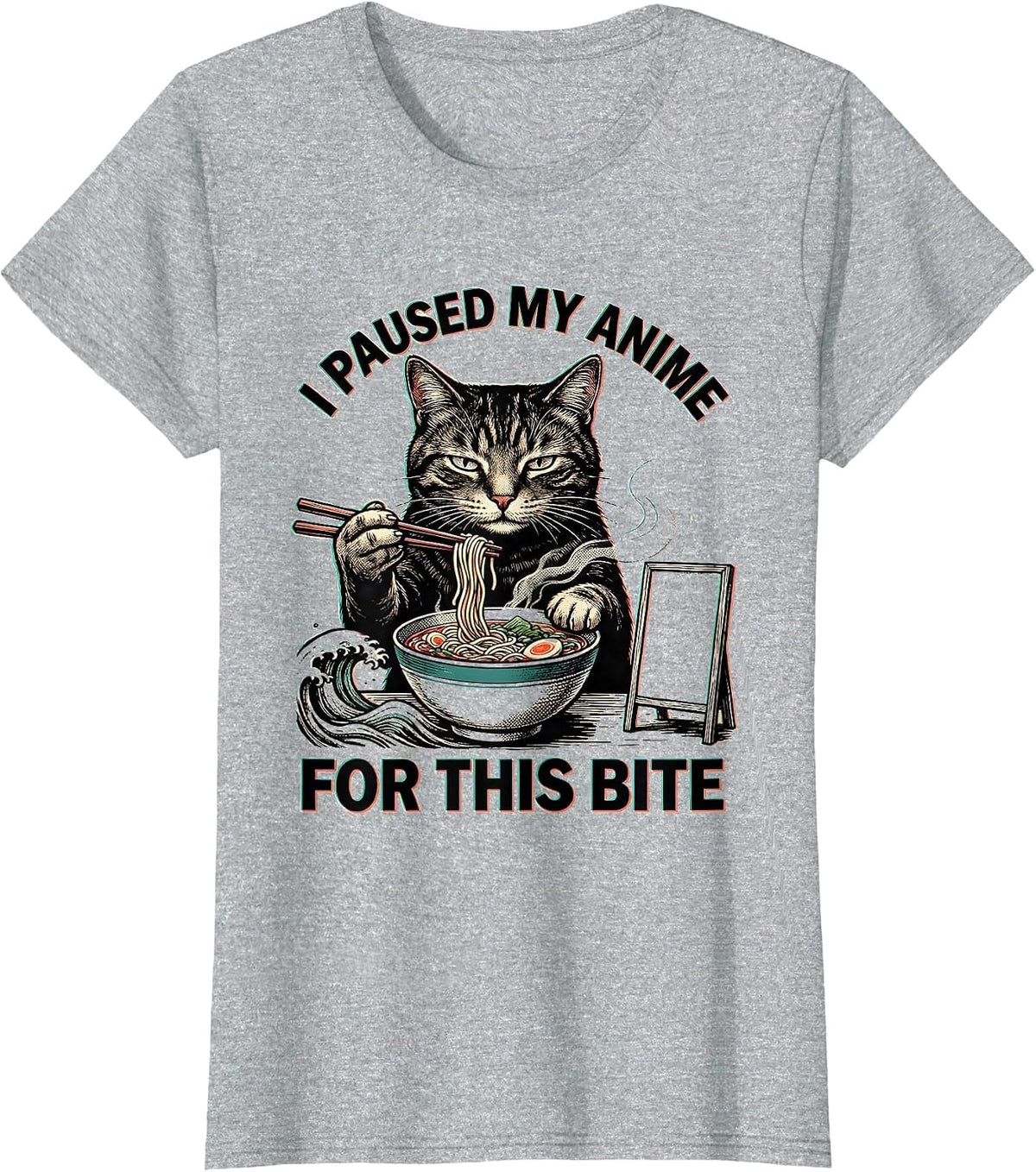 I Paused My Anime For This Bite Funny Cat Ramen Anime Gift T-Shirt - Heather Grey
