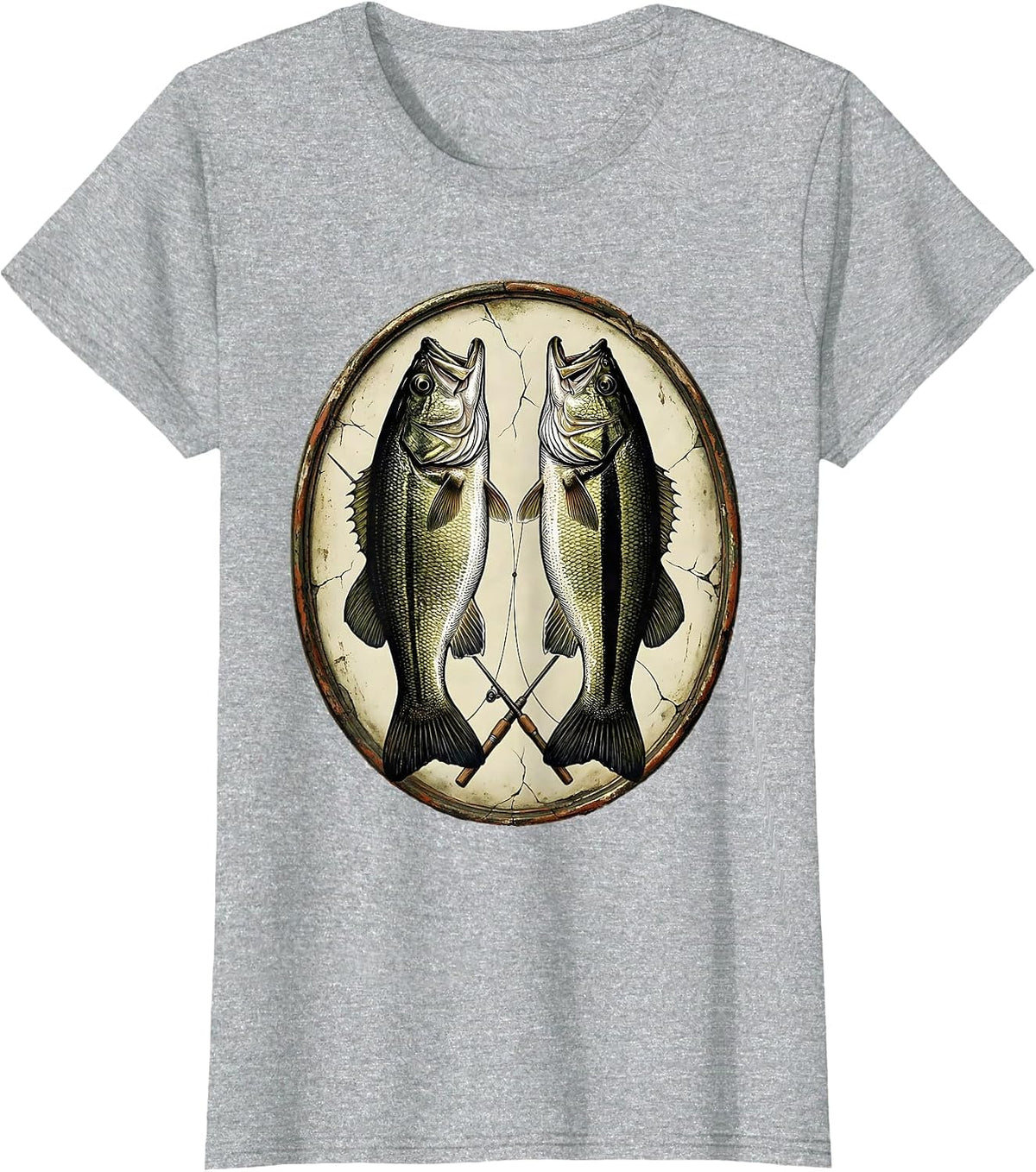 Bass Profile Vintage Fishing Humor Angler Gift T-Shirt - Heather Grey