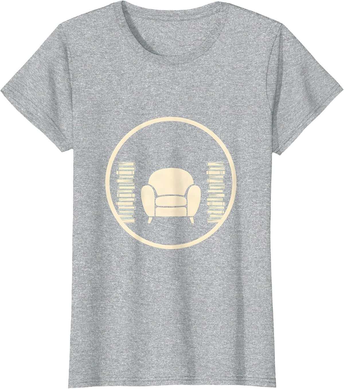 Cozy Armchair Book Piles Support Your Local Library T-Shirt - Heather Grey