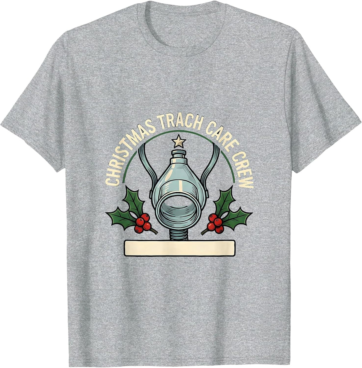 Men's Christmas Trach Care Crew Funny Respiratory Therapist RT T-Shirt - Heather Grey