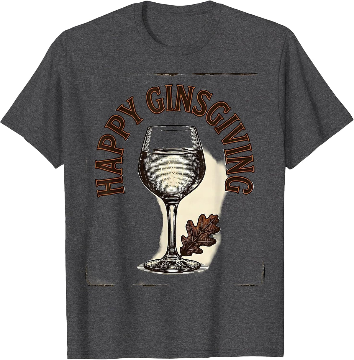 Happy Ginsgiving Vintage Drinking Humor Gin Lover Gifts T-Shirt - Dark Heather Grey