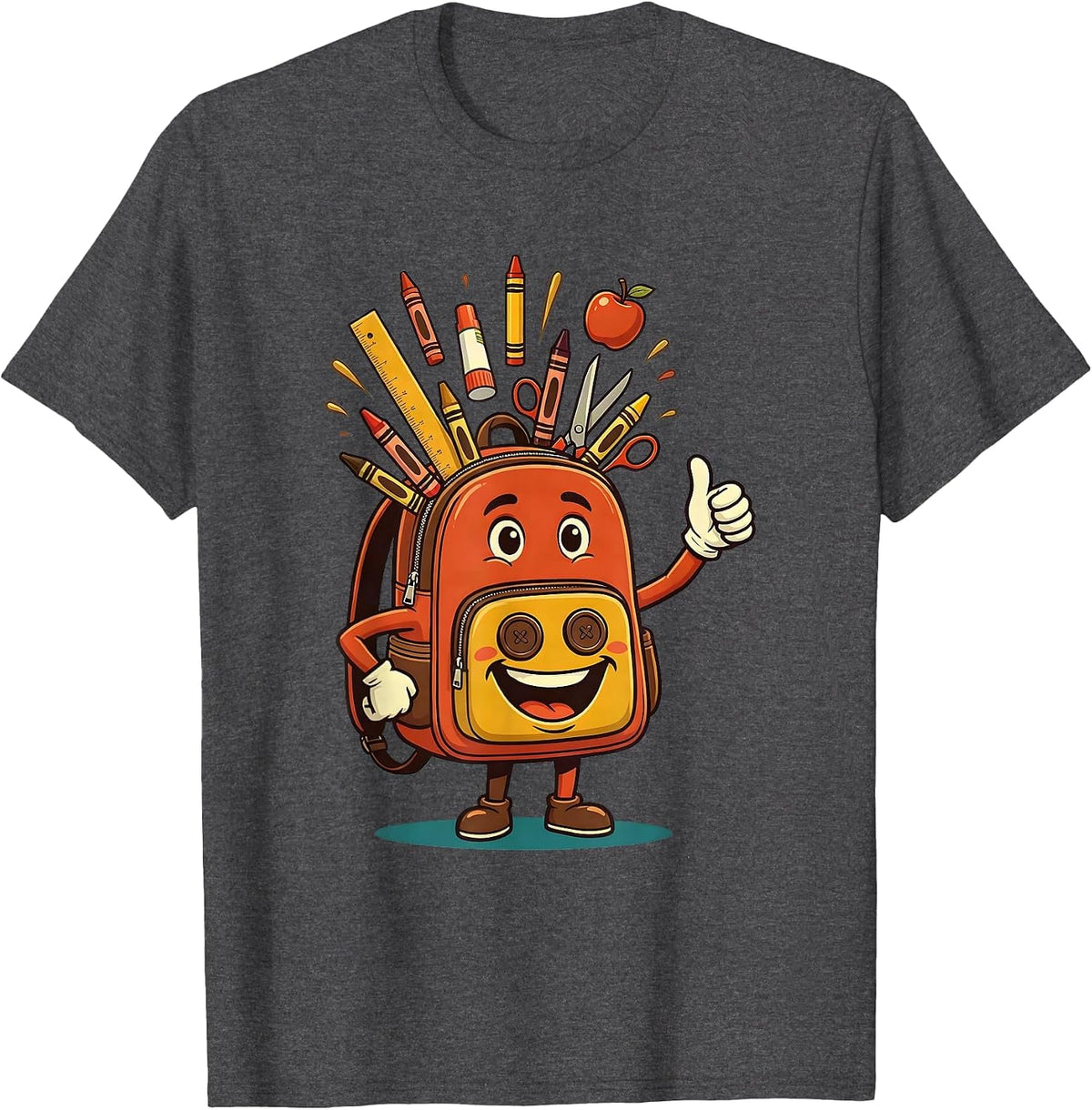 Men's Preschool Teacher Overflowing Backpack Graphic T-Shirt - Dark Heather Grey
