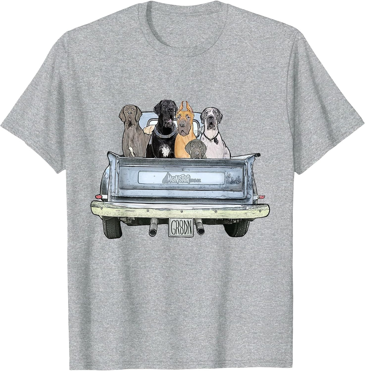 Great Dane Squad Pickup Truck Top for Men - Large Dog Dad T-Shirt - Heather Grey