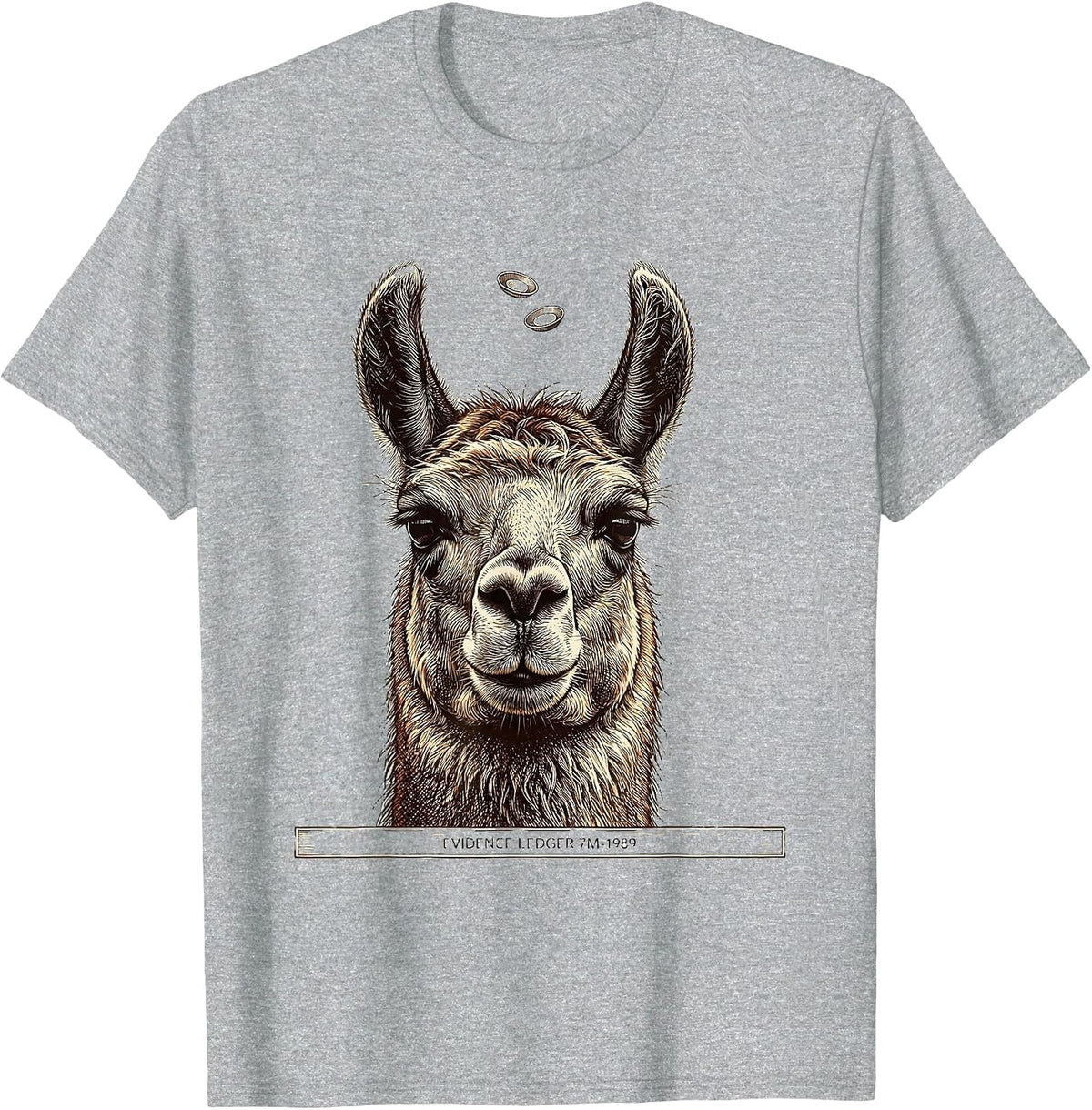 Men's Evidence Ledger 7M-1989 Funny Alpaca UFO Alien Novelty T-Shirt - Heather Grey