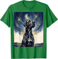 Men's Great Dane Van Gogh Style Starry Night Portrait T-Shirt - Kelly Green