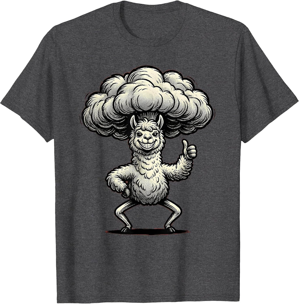Men's Funny Fluffy Alpaca Ridiculous Haircut Proud Pose T-Shirt - Dark Heather Grey