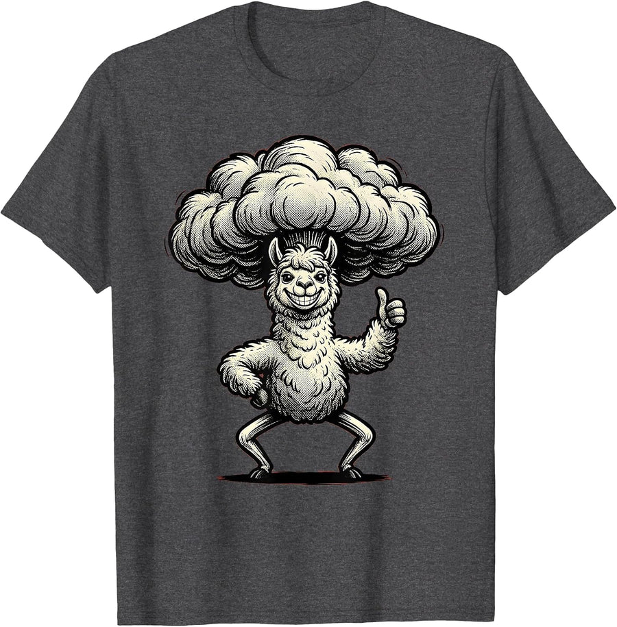 Men's Funny Fluffy Alpaca Ridiculous Haircut Proud Pose T-Shirt - Dark Heather Grey