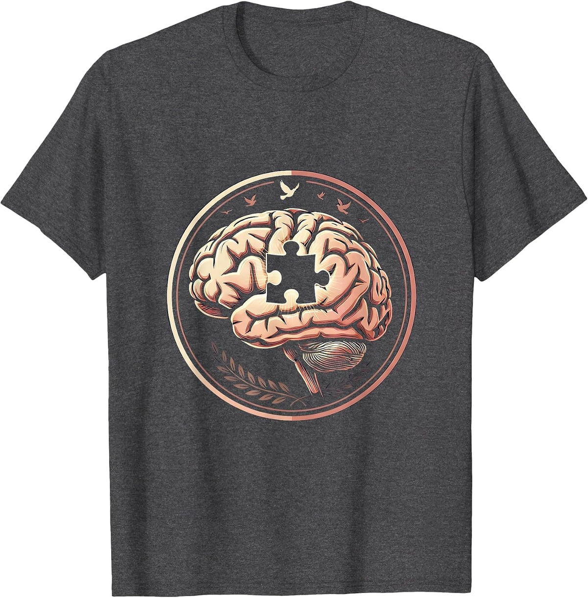 Men's Special Education Brain Puzzle Piece Glowing Art T-Shirt - Dark Heather Grey