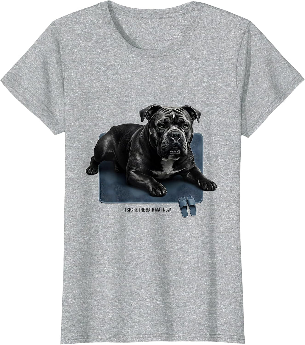 I Share The Bath Mat Now Funny Pitbull Dog Mom Humor T-Shirt - Heather Grey
