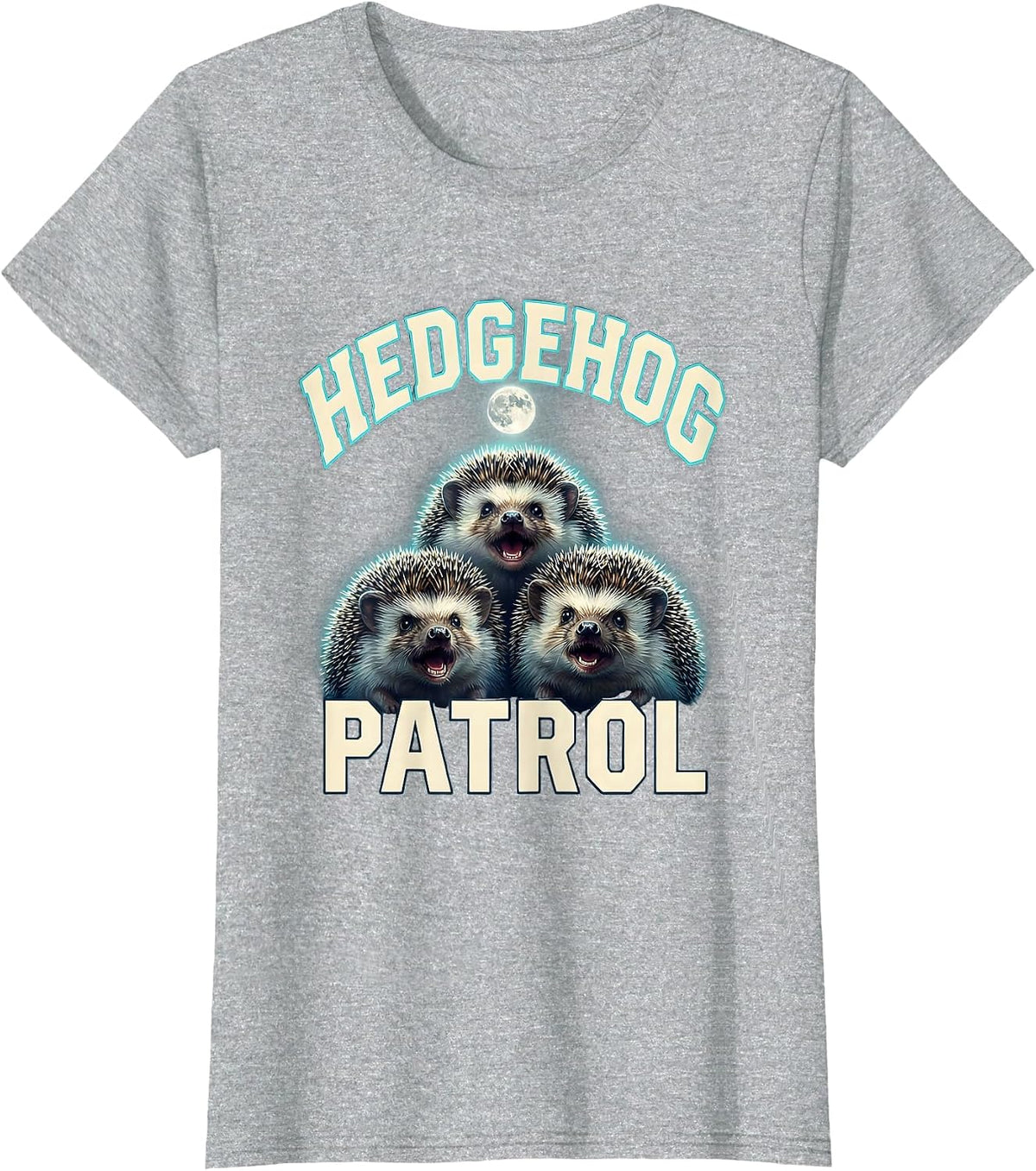 Women's Hedgehog Patrol Sports Funny Absurd Meme Humor T-Shirt - Heather Grey