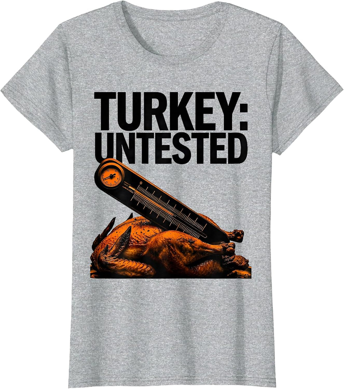 Turkey: Untested Brutalist Graphic Friendsgiving Crew T-Shirt - Heather Grey