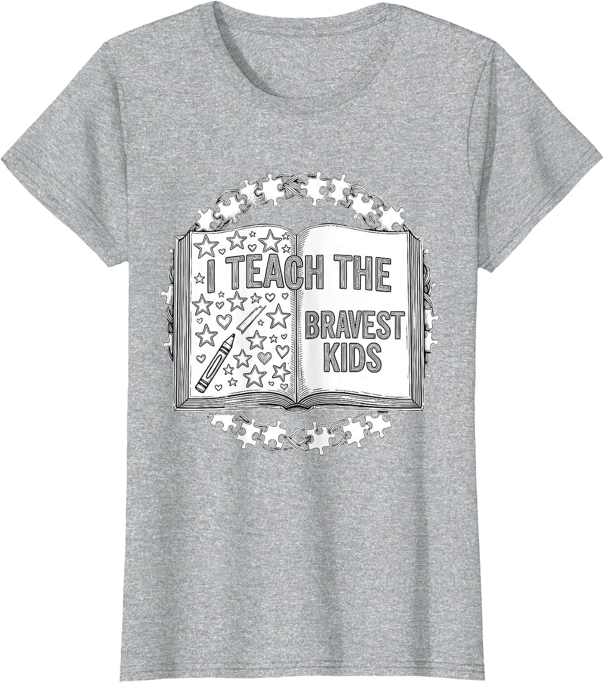 I Teach The Bravest Kids Sped Teacher Design T-Shirt - Heather Grey