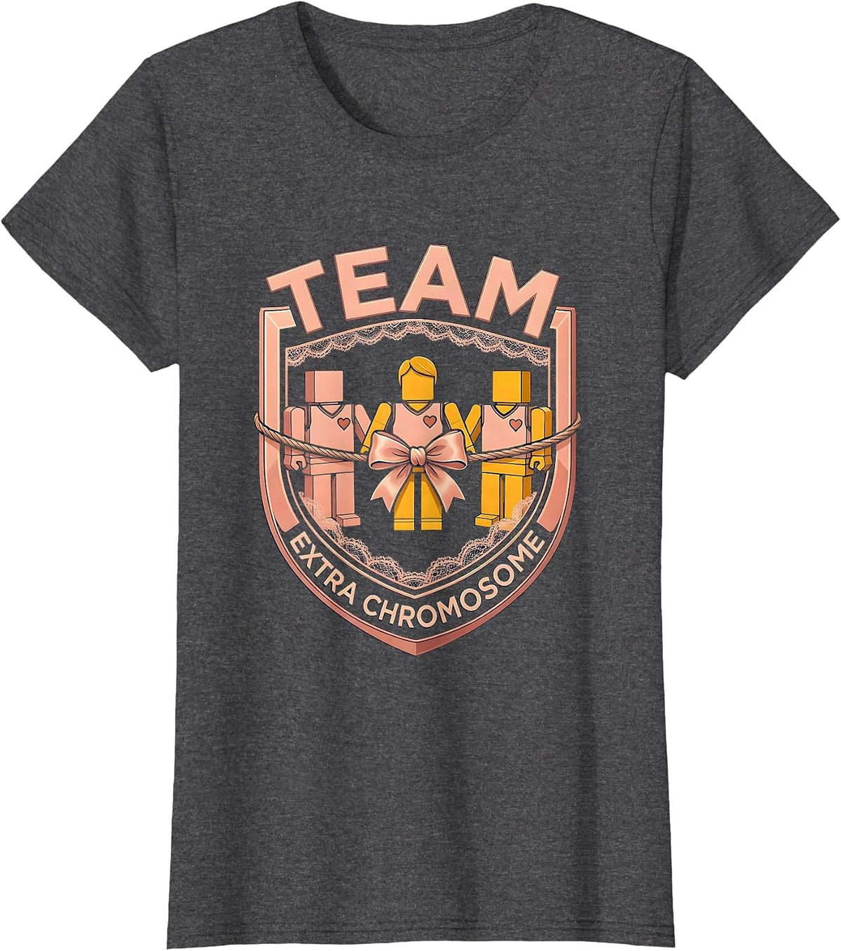 Women's Team Extra Chromosome Uplifting Down Syndrome Awareness T-Shirt - Dark Heather Grey