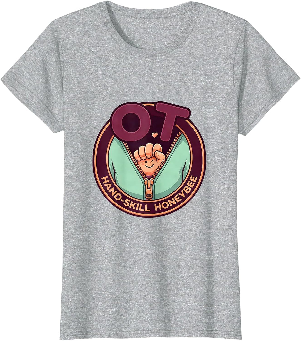 OT, Hand-Skill Honeybee Cute Kawaii Occupational Therapy T-Shirt - Heather Grey