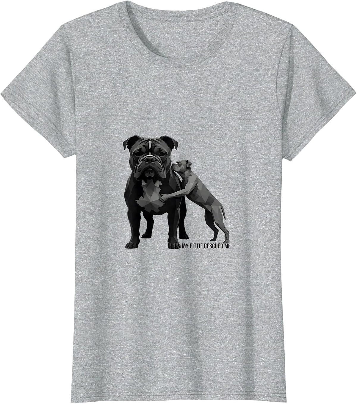 My Pittie Rescued Me Funny Pitbull Dog Mom Pride T-Shirt - Heather Grey