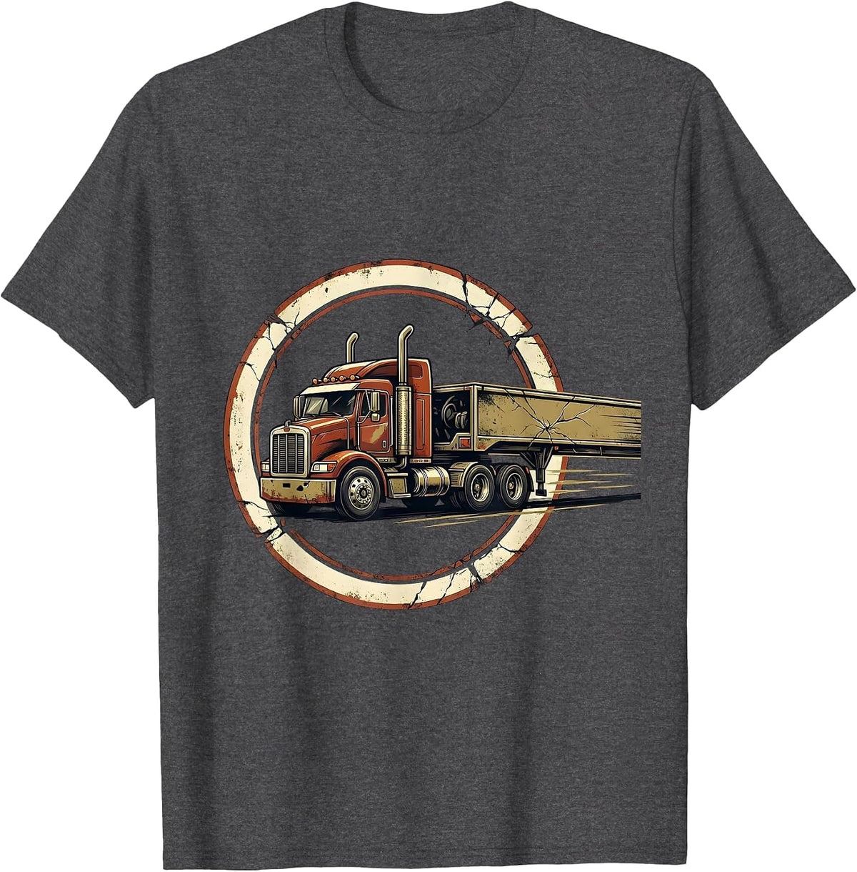Dirty Semi Trucker Badge Distressed Truck Driver Gift T-Shirt - Dark Heather Grey
