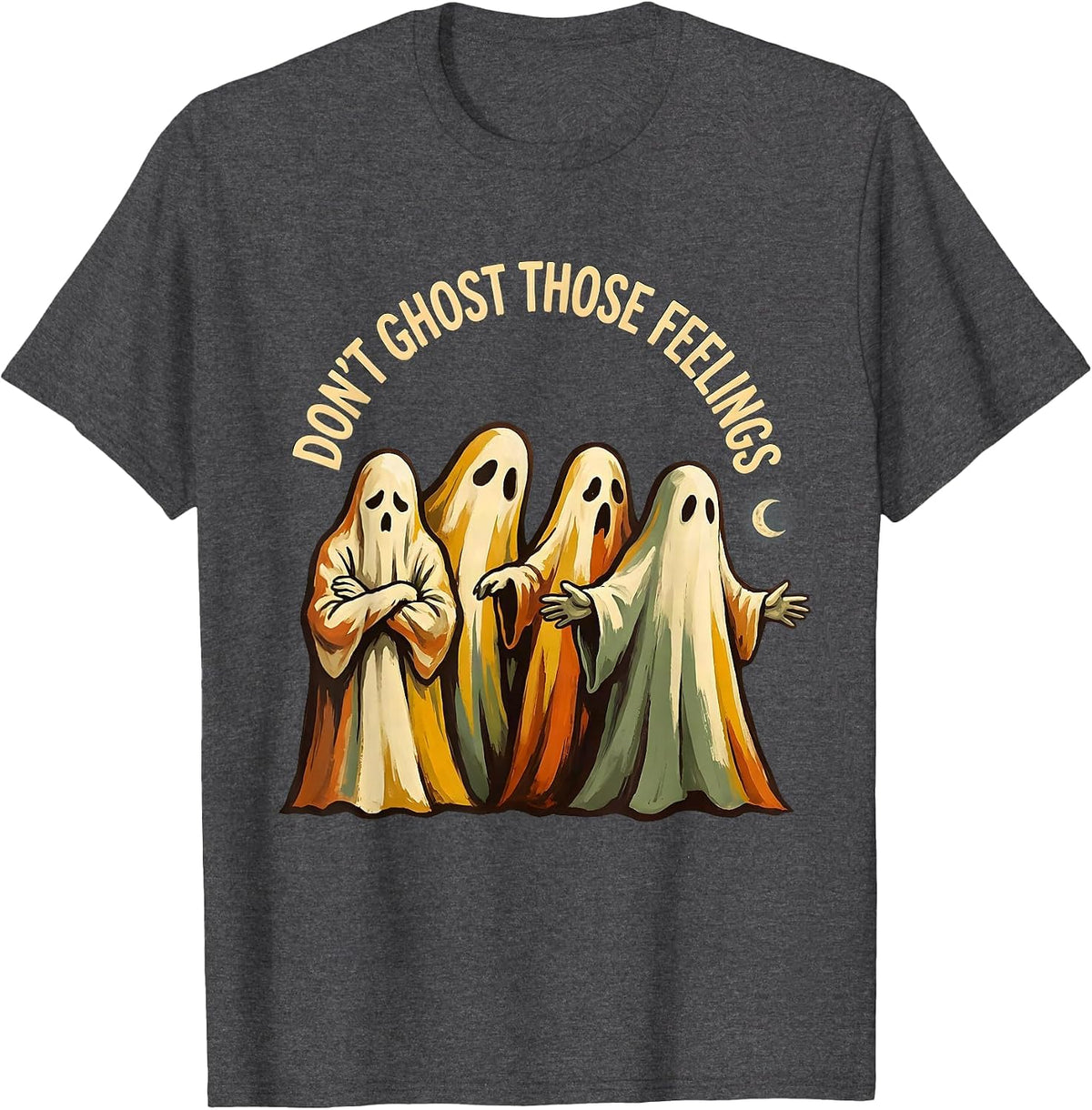 Men's Don't Ghost Those Feelings Halloween Mental Health Counselor T-Shirt - Dark Heather Grey