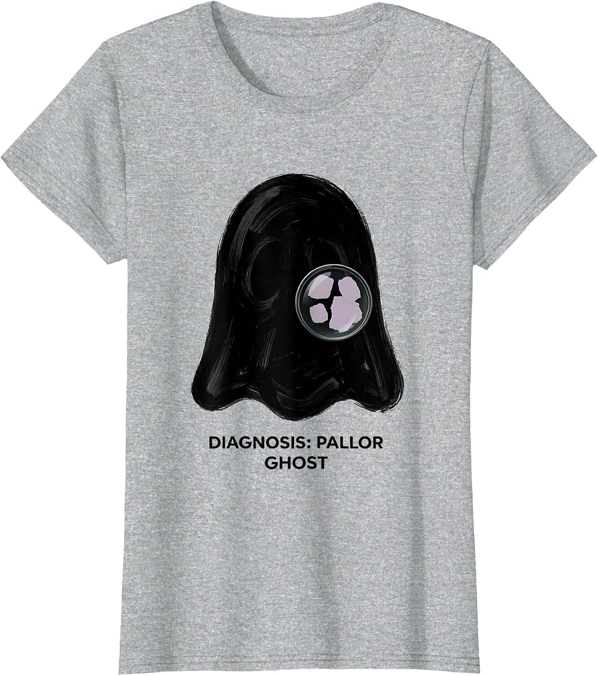 Diagnosis: Pallor, Ghost Funny Dermatology Halloween T-Shirt - Heather Grey