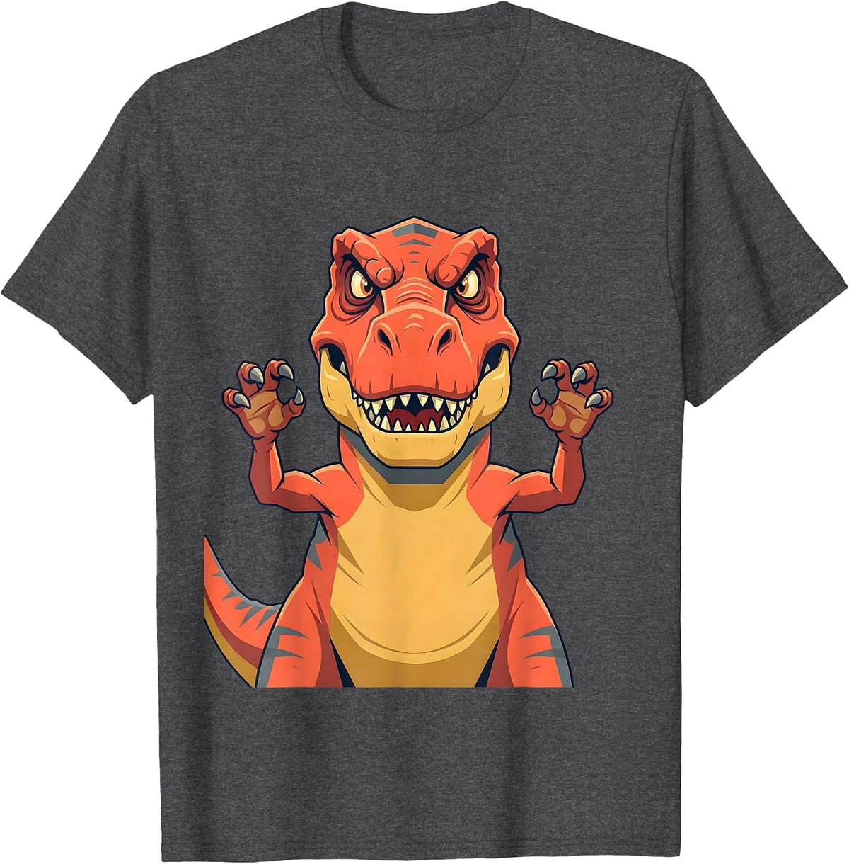 Funny T-Rex Arms Too Short To Clap Dinosaur T-Shirt - Dark Heather Grey