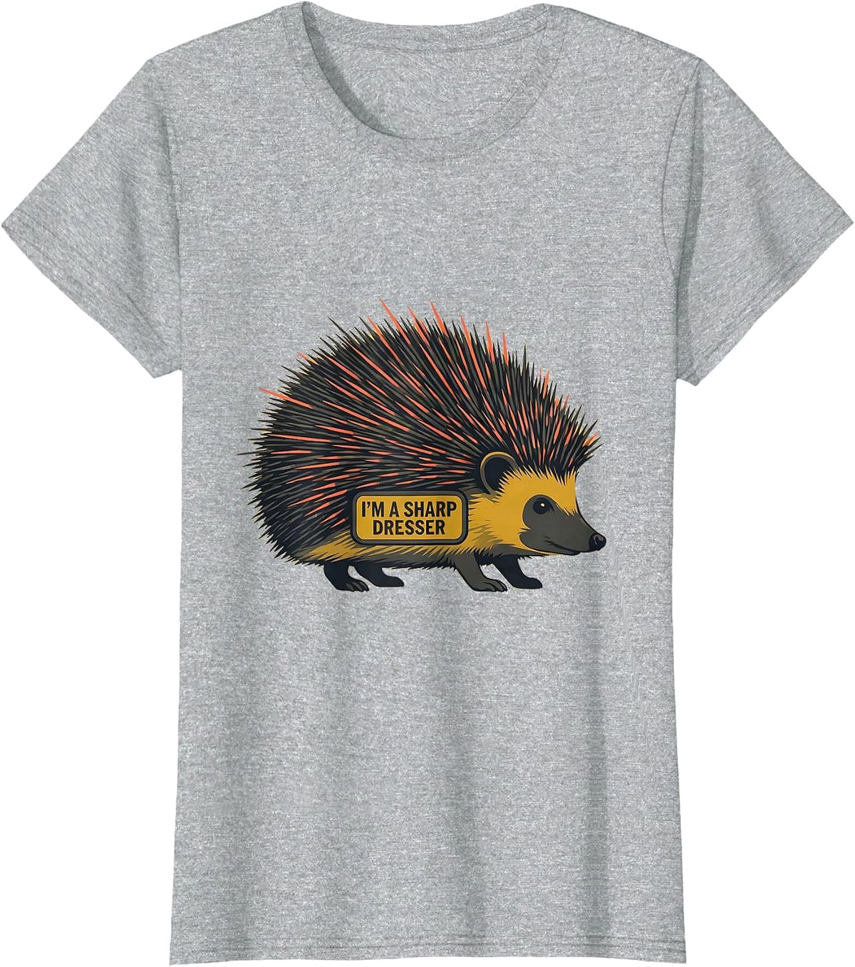 Women's I’m A Sharp Dresser Midcentury Modern Hedgehog Humor Animal T-Shirt - Heather Grey