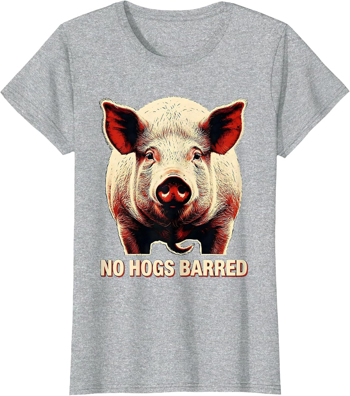 Women's No Hogs Barred Funny Pig Farm Animal Lover Novelty T-Shirt - Heather Grey
