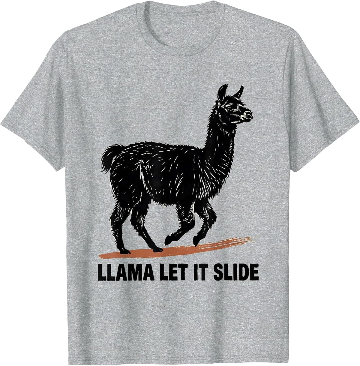 Men's Llama Let It Slide Funny Llama Alpaca Novelty Humor T-Shirt - Heather Grey