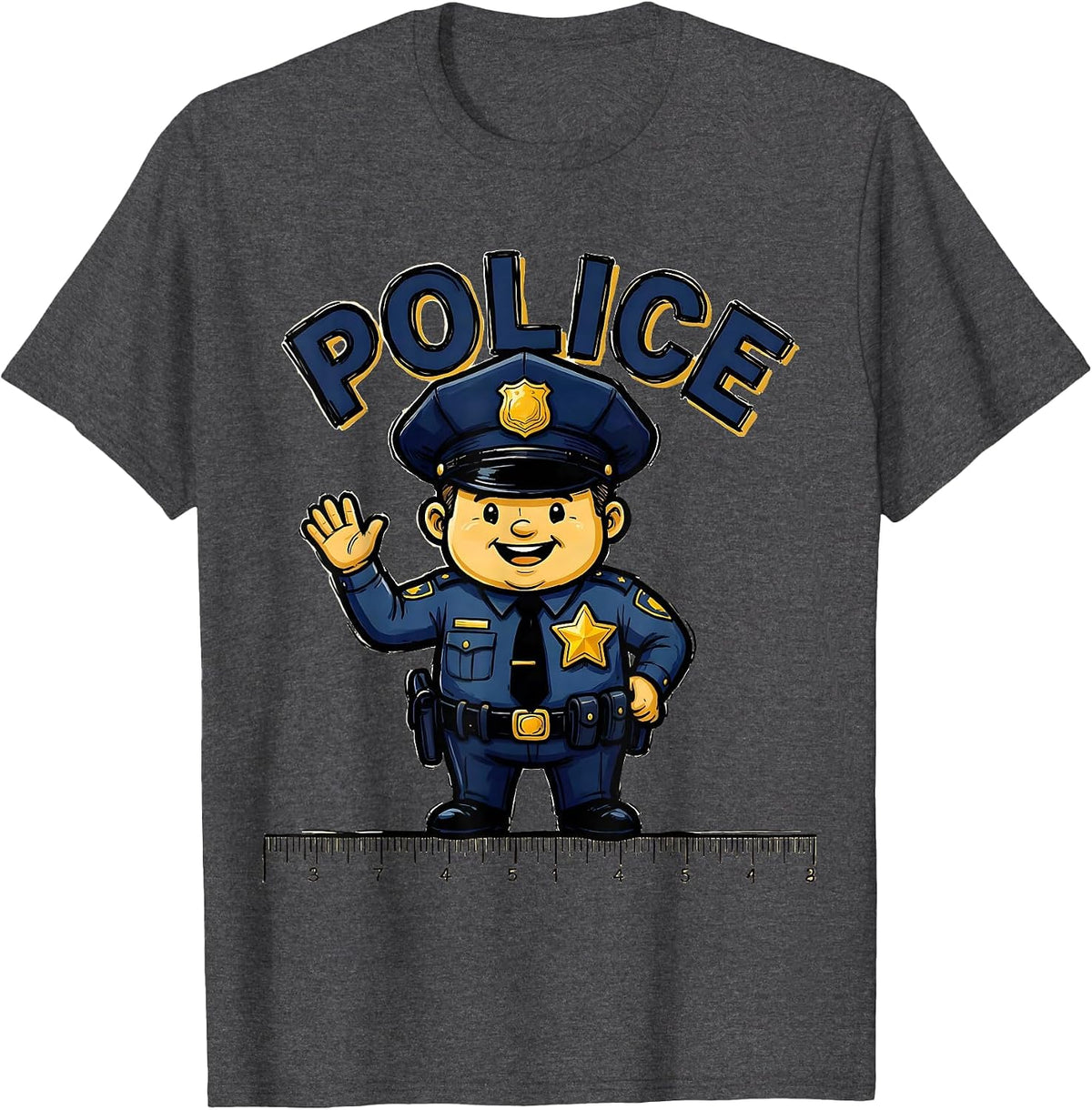 POLICE Funny Halloween Costume Officer Matching Family T-Shirt - Dark Heather Grey