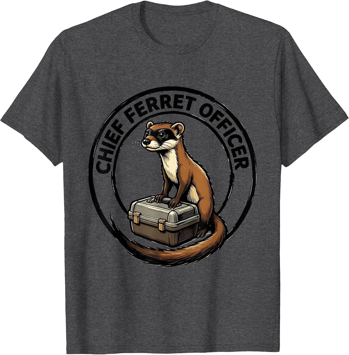 Men's Chief Ferret Officer Funny Ferret Lover Gift For Ferret T-Shirt - Dark Heather Grey