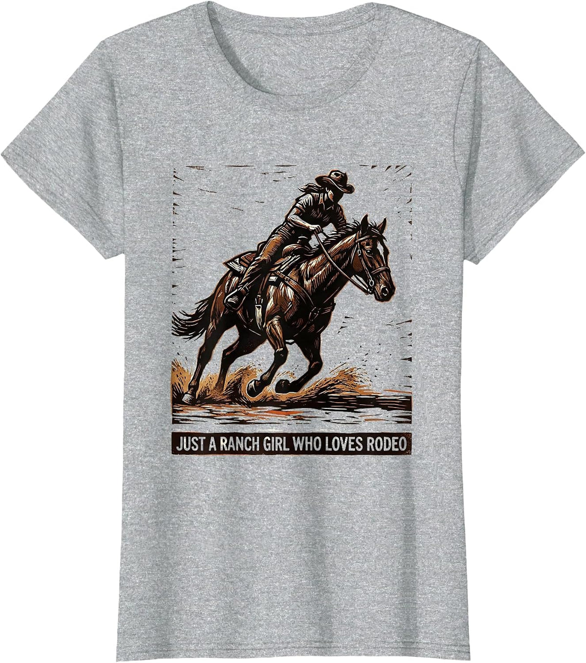 Just A Ranch Girl Who Loves Rodeo Western Cowgirl Vintage T-Shirt - Heather Grey