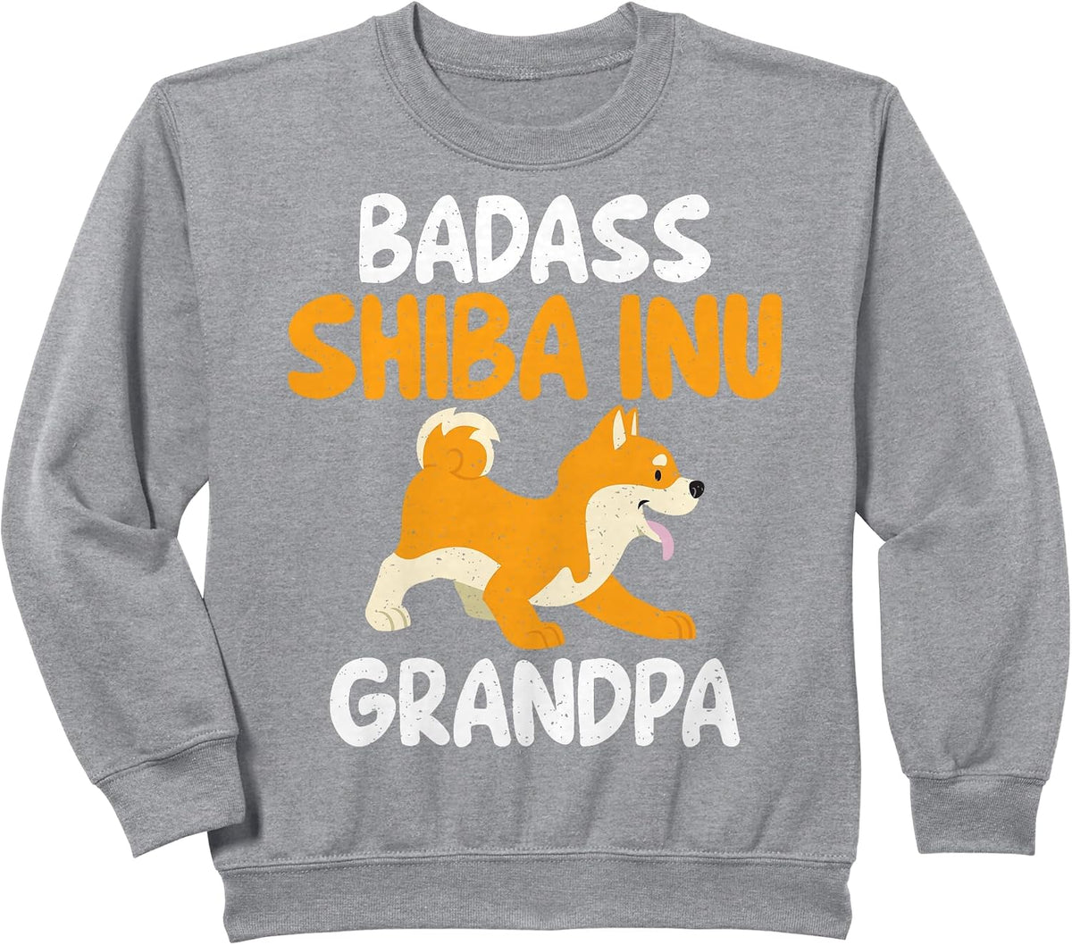 Badass Shiba Inu Grandpa Sweatshirt - Heather Grey