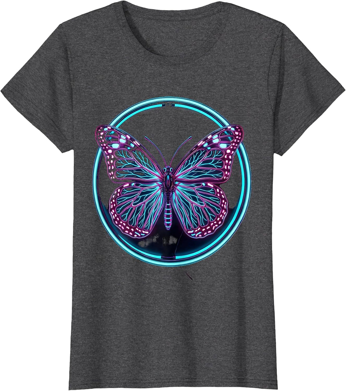 Women's Overstimulated Nervous System Butterfly Graphic T-Shirt - Dark Heather Grey