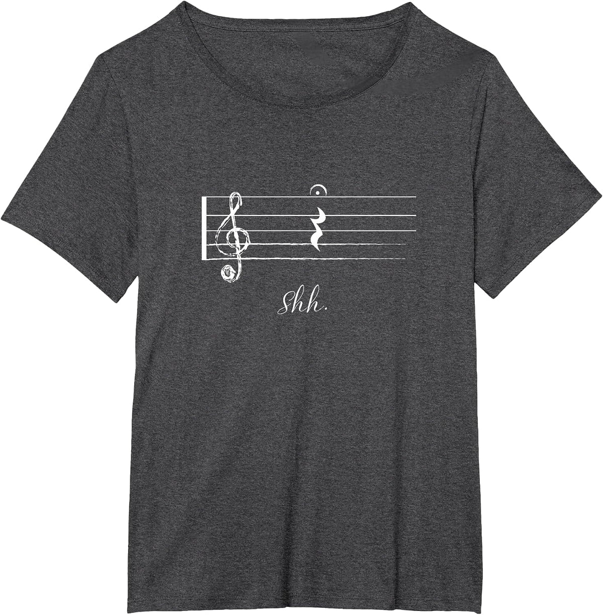 Funny Music Shh Quarter Rest and Fermata T-Shirt - Dark Heather Grey