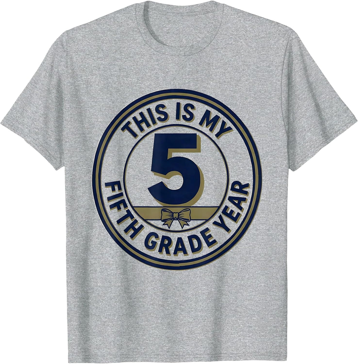 Men's This Is My Fifth Grade Year Playful Coquette Bow Back To T-Shirt - Heather Grey