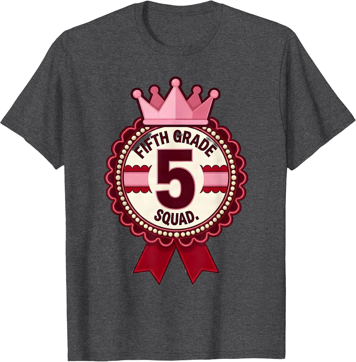Men's Fifth Grade Squad Coquette Ribbon Back To School Girl T-Shirt - Dark Heather Grey