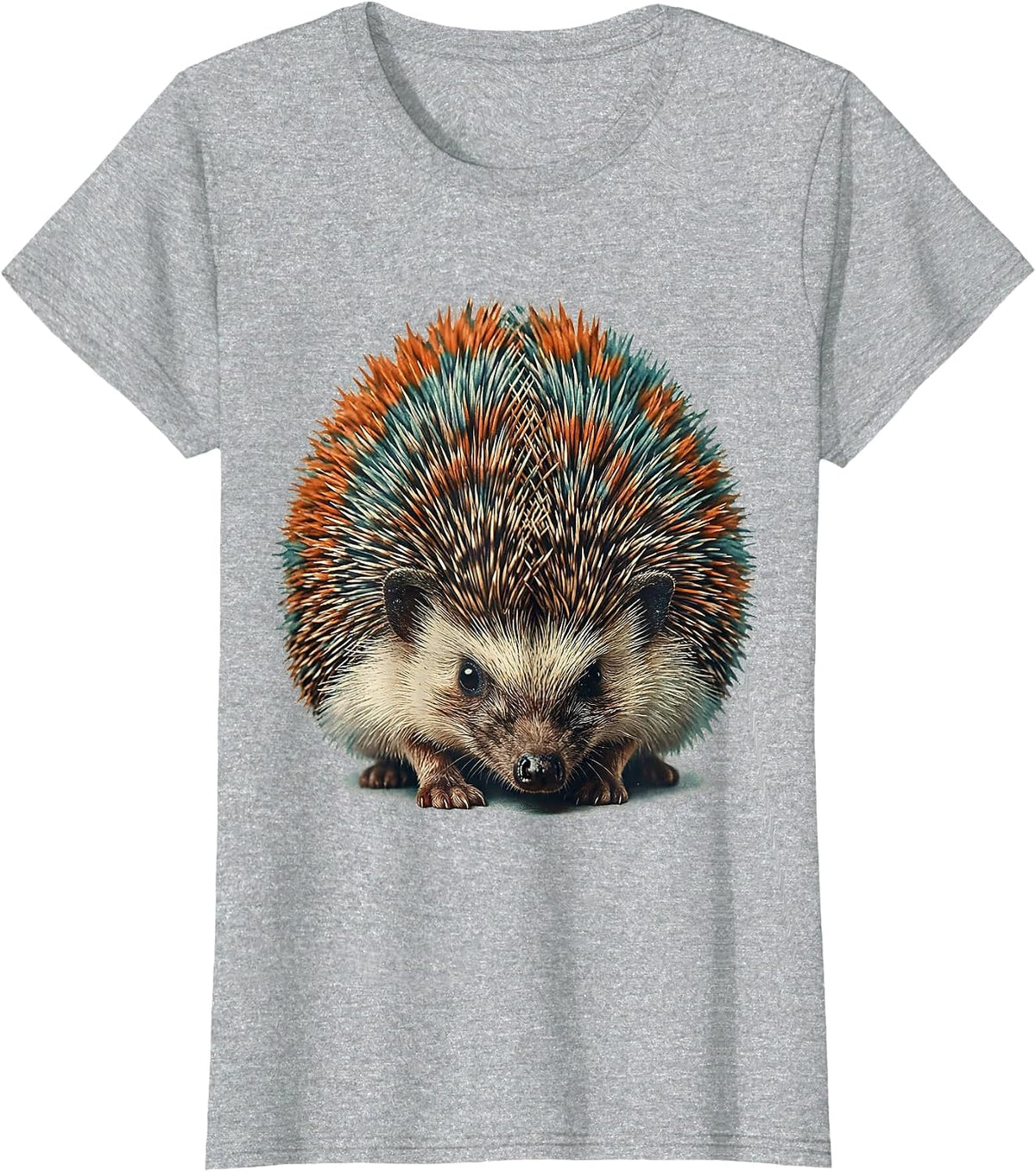 Tie Dye Hedgehog Swirl Quill Pattern Design T-Shirt - Heather Grey