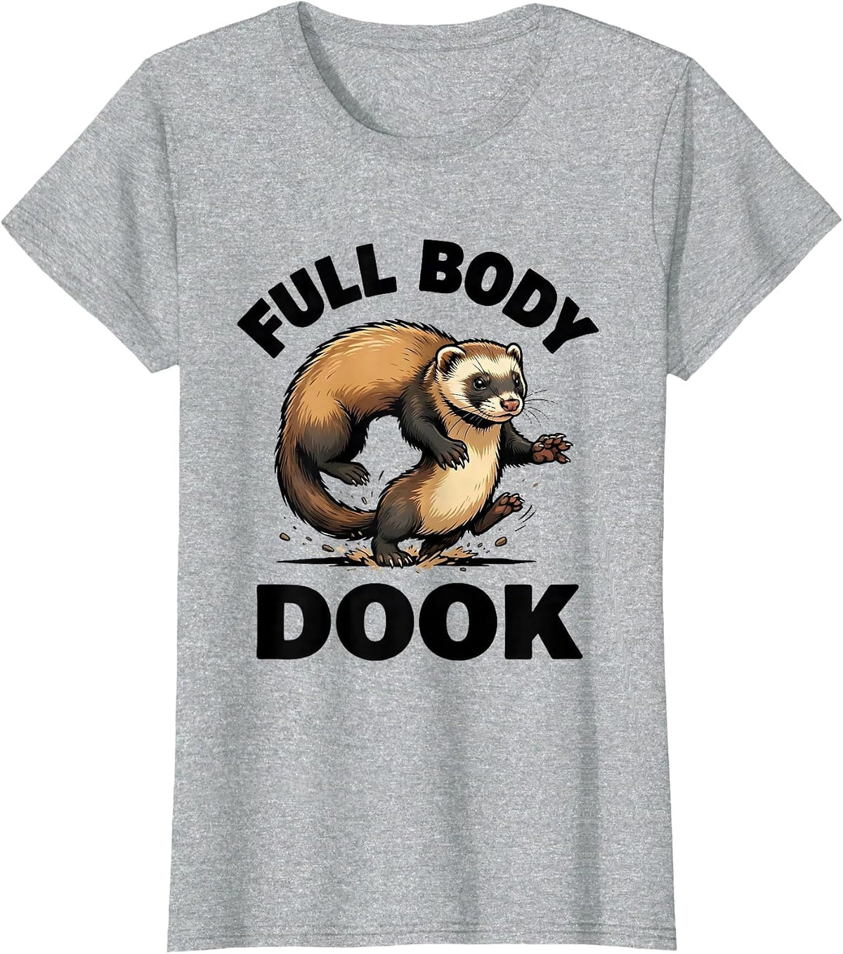 Full Body Dook Cel-Shaded Ferret Humor Ferret Lover Gift T-Shirt - Heather Grey